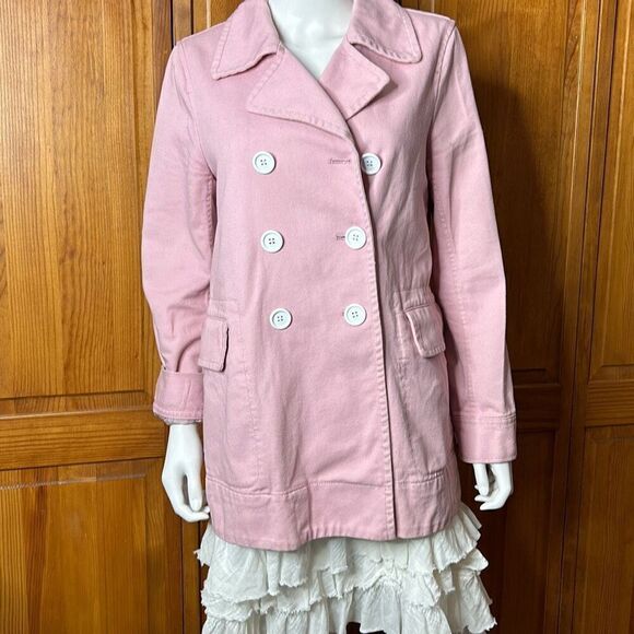 J. Crew Pink Denim Peacoat Sz8 - Picture 1 of 11
